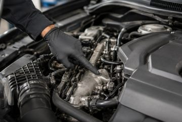 Ruka v rukavici ukazuje do priestoru sania v motorovom priestore